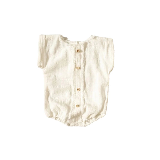 Newborn Romper White Linen Button Short Sleeve Baby Photo Family Maternity Shoo