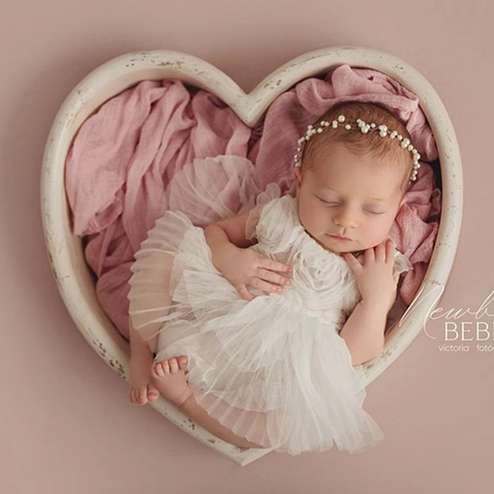 Baby Girl White Tutu Dress Ruffle Lace Tulle Skirt Pearl Flower Embellished Newborn Set