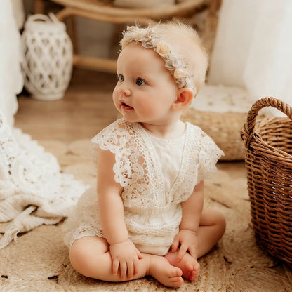 Baby Girl Boho White Lace Romper