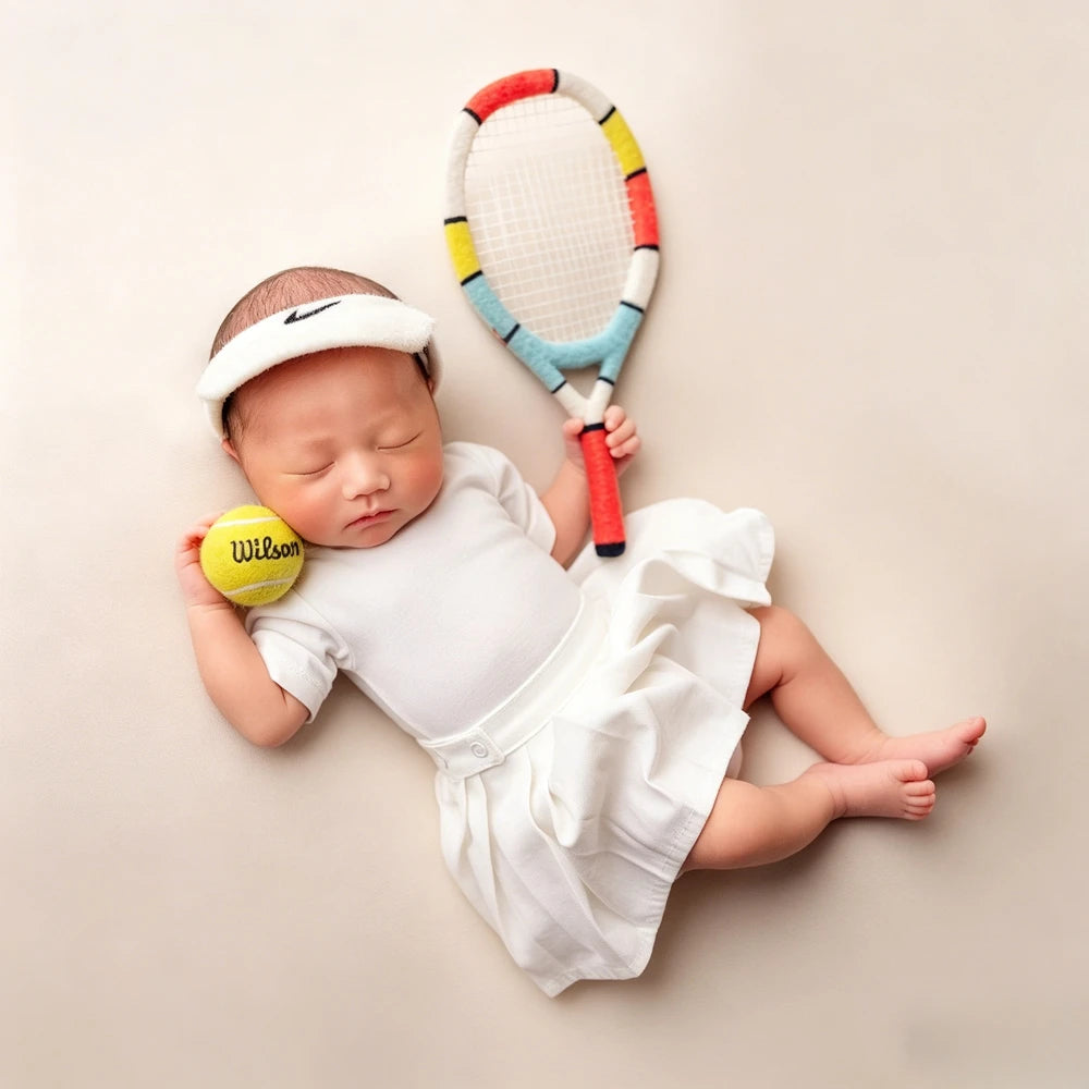 Baby White Tennis Ruffle Dress Top Skirt Set Sports Theme Princess