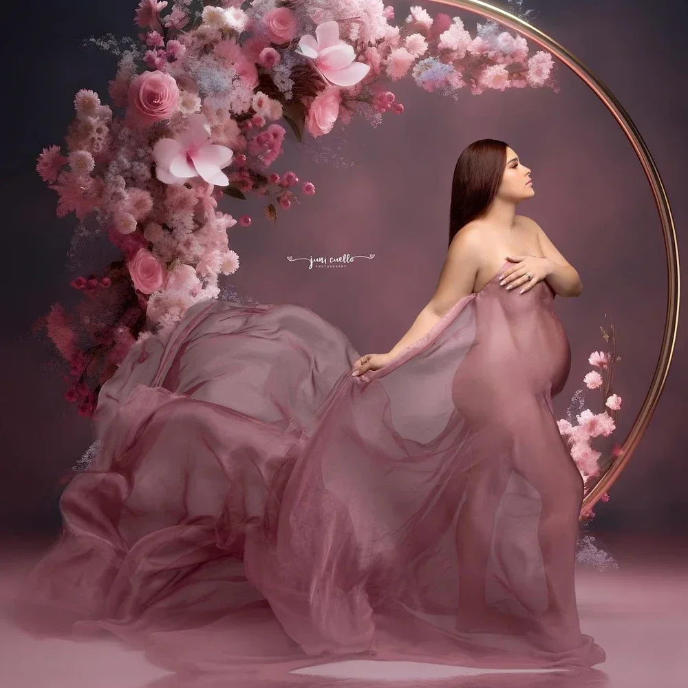 Soft Chiffon Fabric Maternity Photography Props Dress Studio Shooting Accessories Transparent Tulle Simple Modeling Fabric