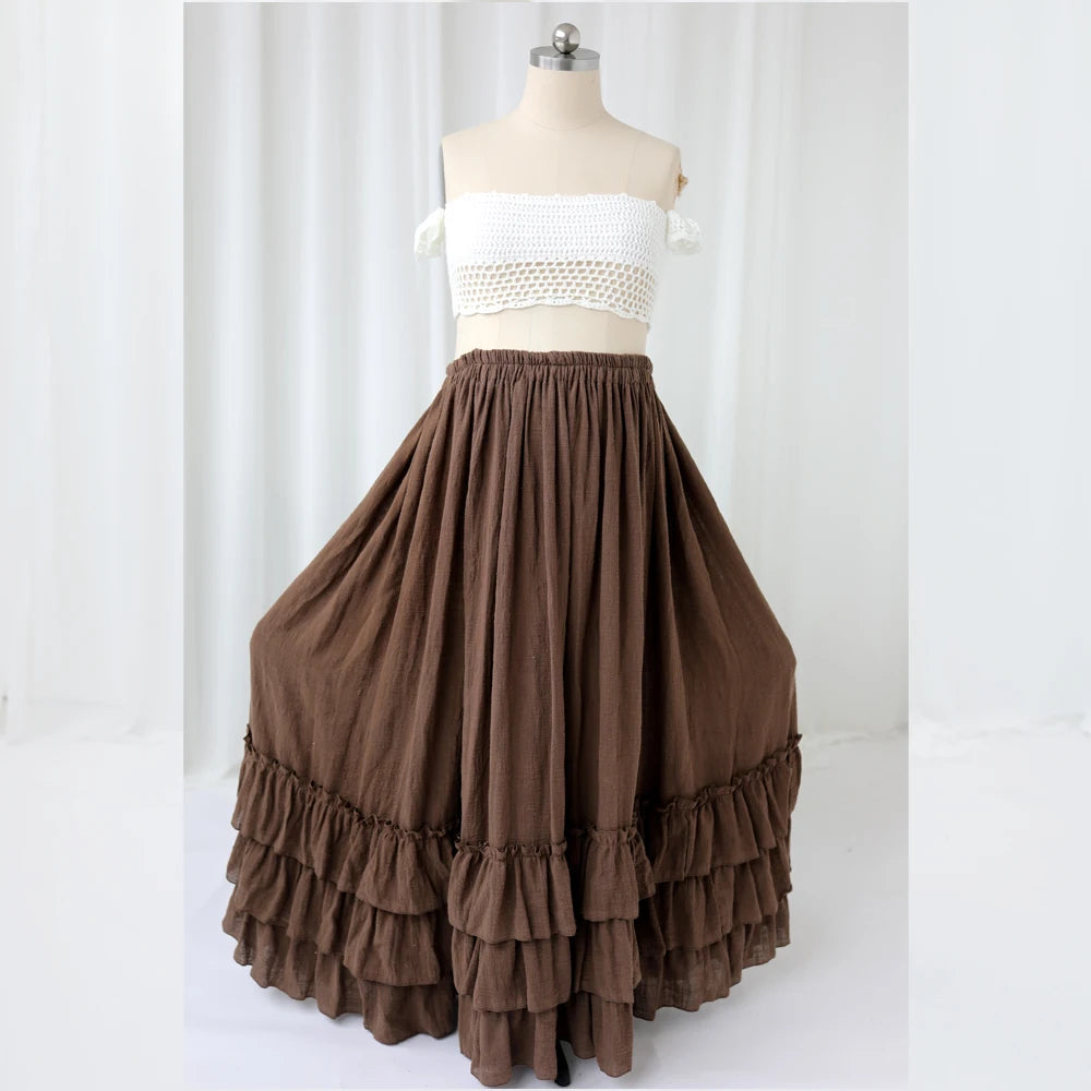Maternity Knitted Bra Linen Cotton Three-layer Lace Boho Style Dress Two-piece Set