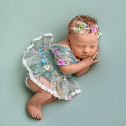 Lace Romper Dress Baby Girl Studio Princess Tulle Gown Embroidery