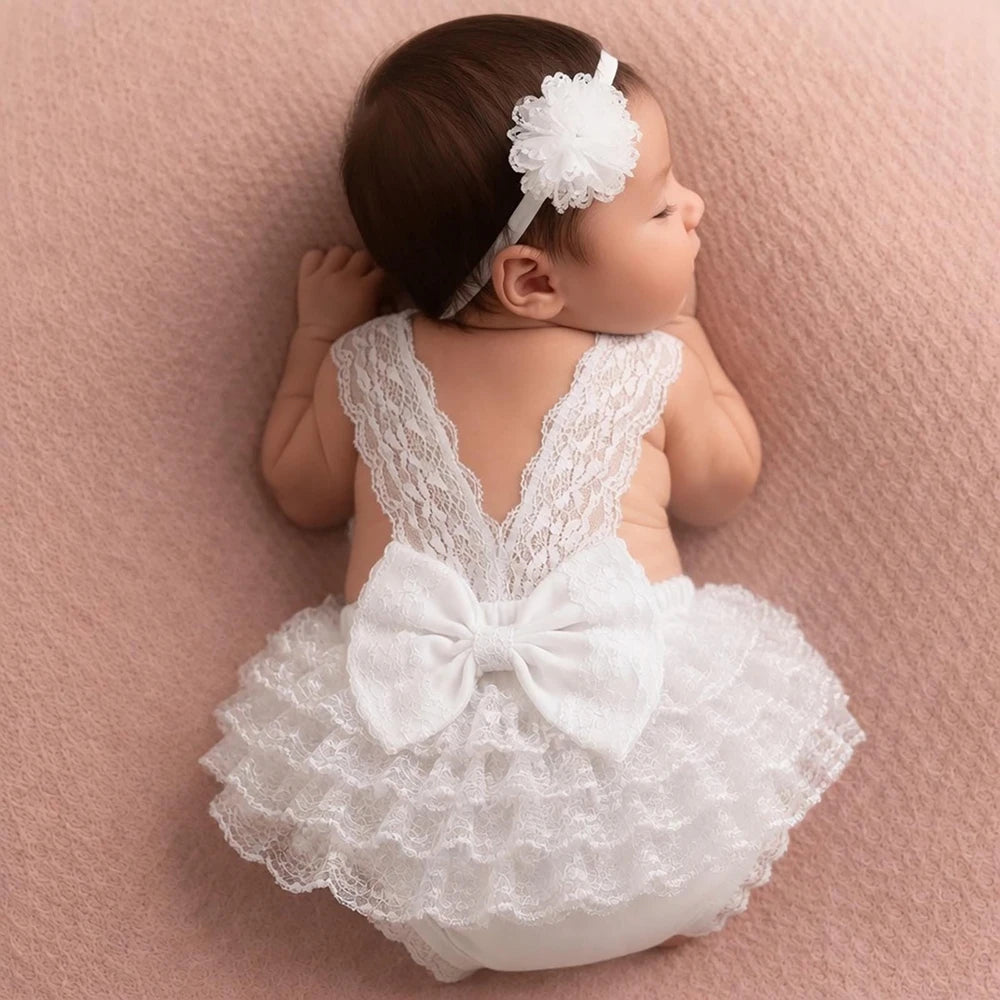 Princess Baby Dress Backless Lace Jumpsuit Studio Portrait Costumes Newborn Set