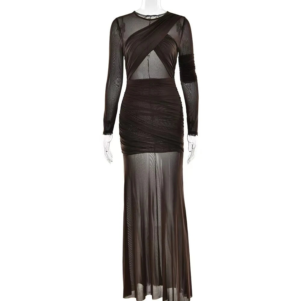 Maternity Slim Fit Mesh Transparent Dress Wedding Party