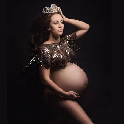 Maternity Sequins Tops Sequined Short Tanks See Through