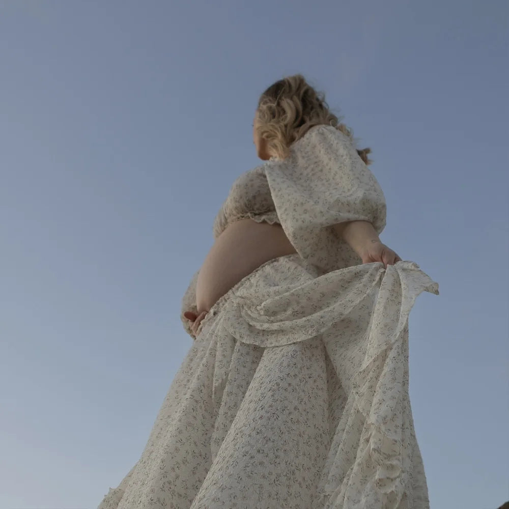 Floral Chiffon Maternity Two-Piece Set Dress Bohemian Photo Shooting Pregnancy Dress Photo Shoot Pregnant Dress For Women