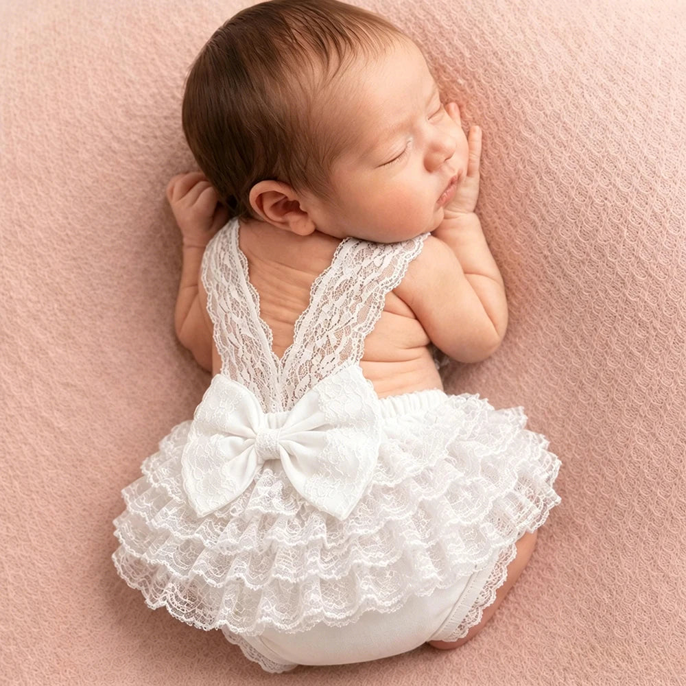 Princess Baby Dress Backless Lace Jumpsuit Studio Portrait Costumes Newborn Set