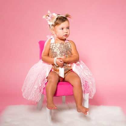 Newborn Baby Girl Sequin Romper Pink Lace Tutu Birthday Holiday Photo