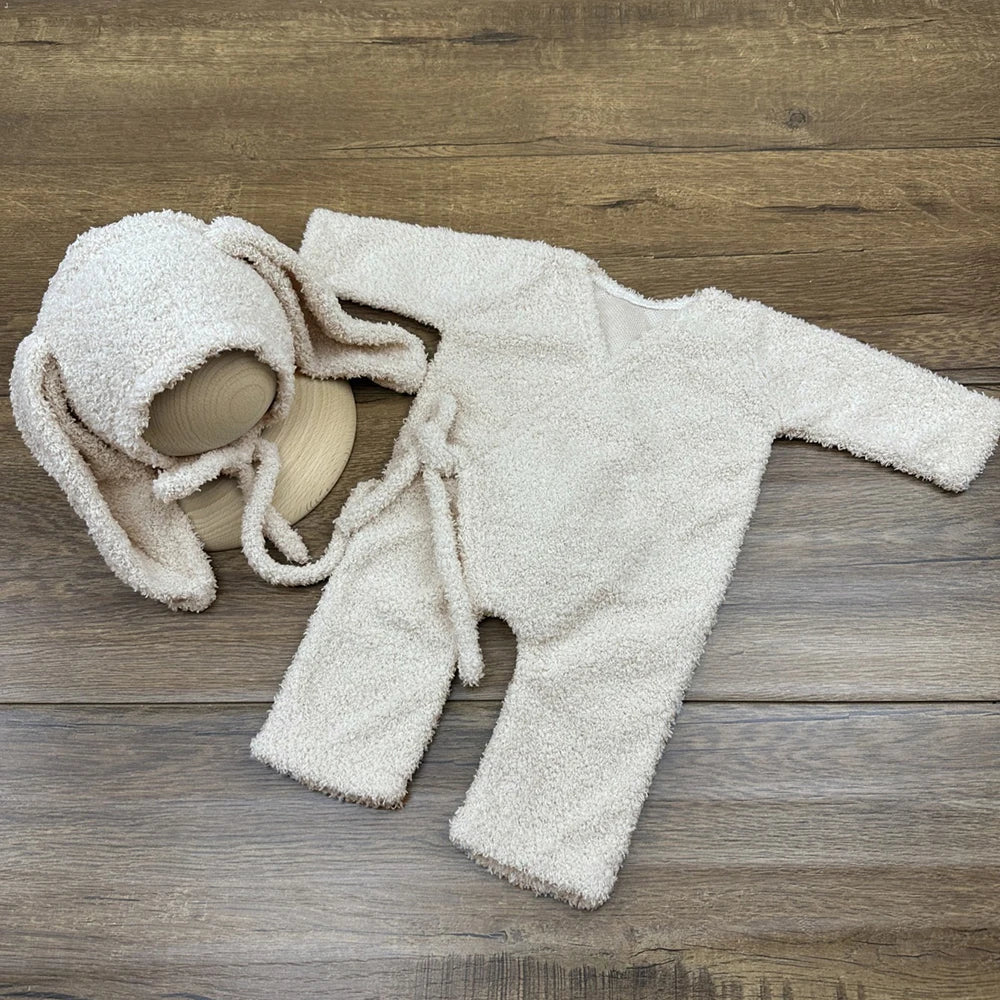 Newborn Baby Bunny Costume Set Plush Romper Soft
