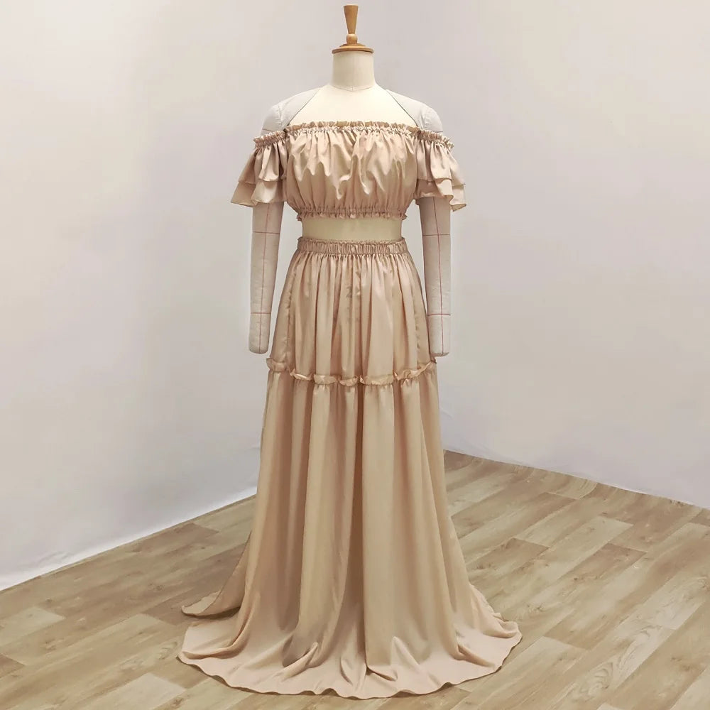 Photography Dress For Women Elegant Soft Short Sleeved Two-Piece Set For Photo Shoot Dress Baby Shower Dresses Pregnant Women