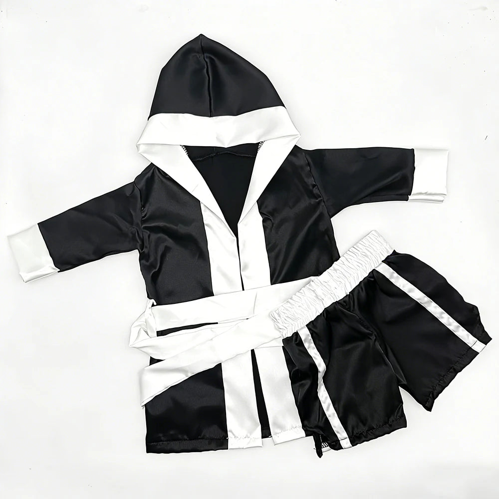 Custom Name Baby Boxing Outfit Newborn Photography Props Infant Photoshoot Costume Studio Clothes Boxer Robe Shorts Set