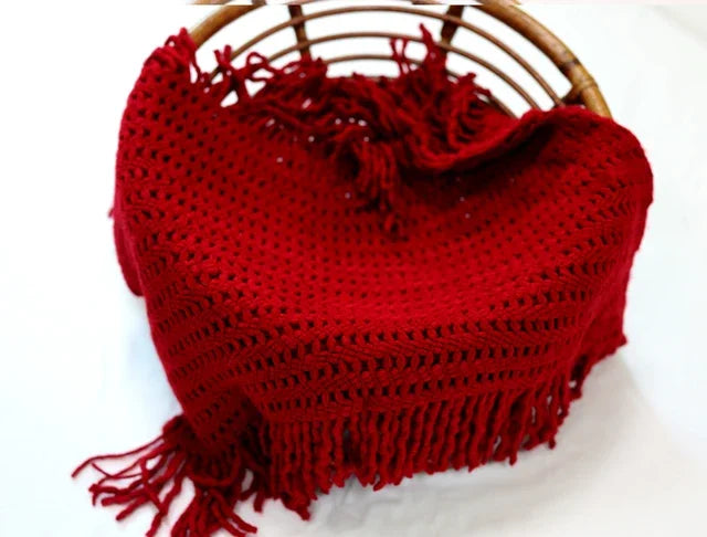 Newborn Wrap Soft Knitted Fringe Blanket Neonate Photo Flokati Posing Shoot Studio Accessory