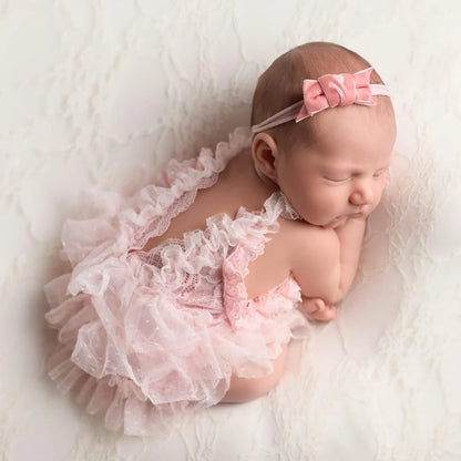 Baby Girl Pink Lace Ruffle Romper Princess