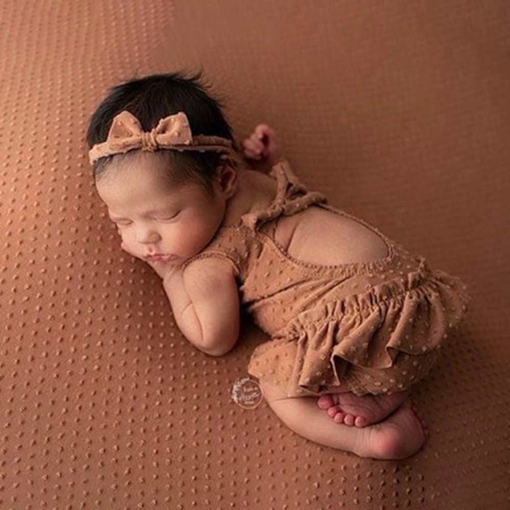 Baby Girl Ruffle Open Back Romper Bow Headband