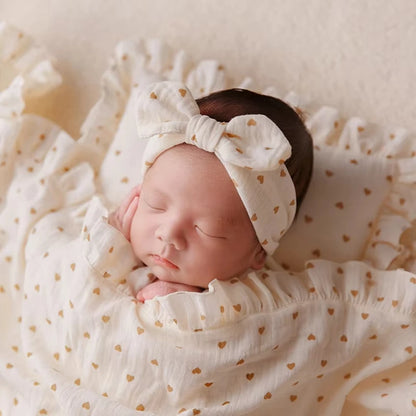 Set Soft Pastel Baby Heart Pattern Gentle Newborn Studio