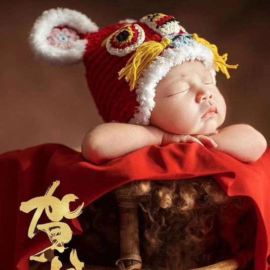 Lion Dance Hat Baby Crochet Head Bonnet Chinese New Year