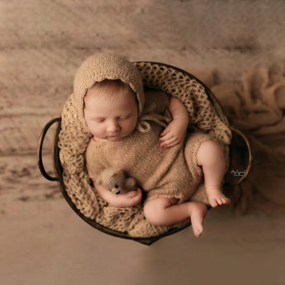 Baby Jumpsuit Hat Clothing Short Sleeve Two-piece Knitted Mohair Fur Romper Costume