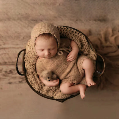 Baby Jumpsuit Hat Clothing Short Sleeve Two-piece Knitted Mohair Fur Romper Costume