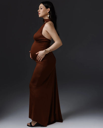 Maternity Backless Elastic Slim Fit Gown