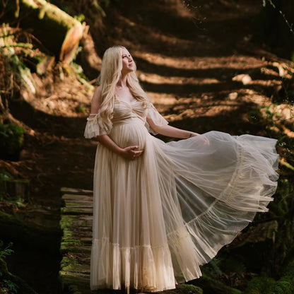 Maternity Elegant Two Piece Sling Chiffon Set Gown