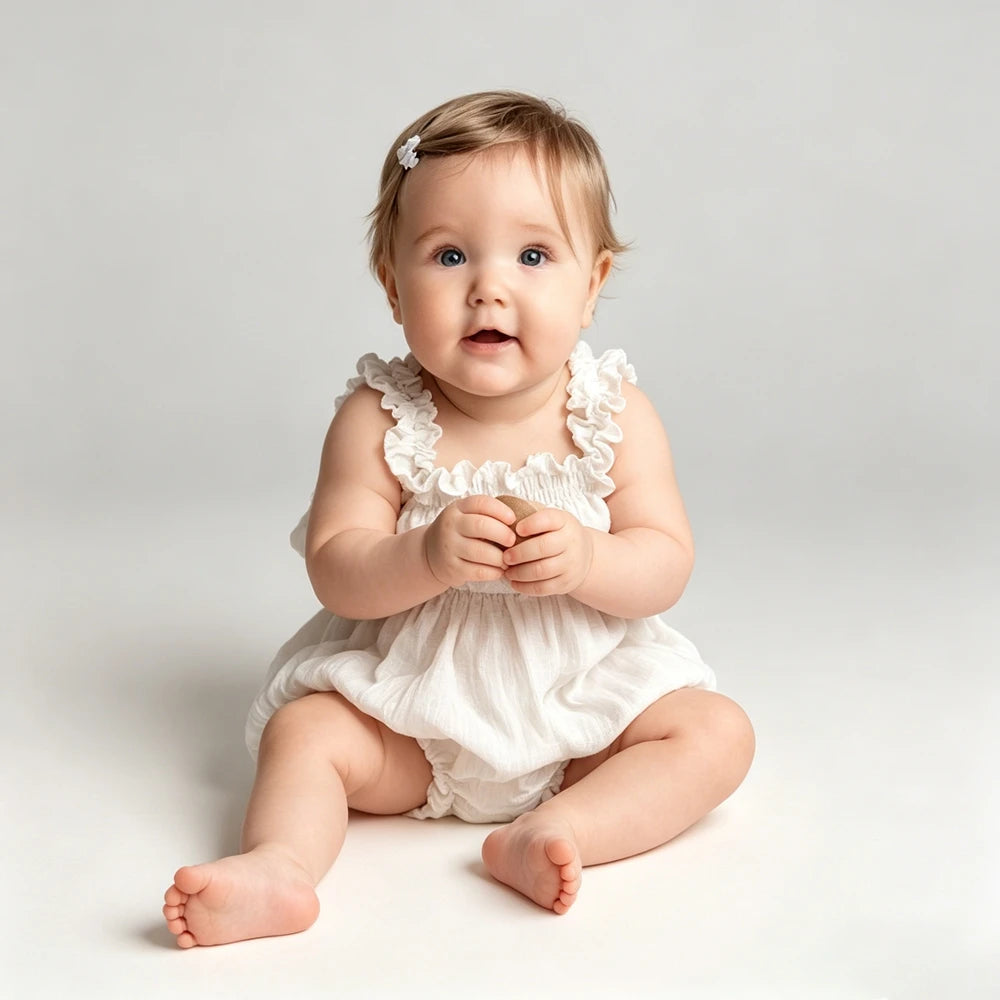 Newborn Photography Props Baby Girl Ruffle Romper 3-12 Months Infant Cotton Knit Outfit Soft Photo Shoot Clothes Baby giftS