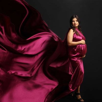 Maternity Background Cloth Bright Soft Satin Luster Shooting Gown