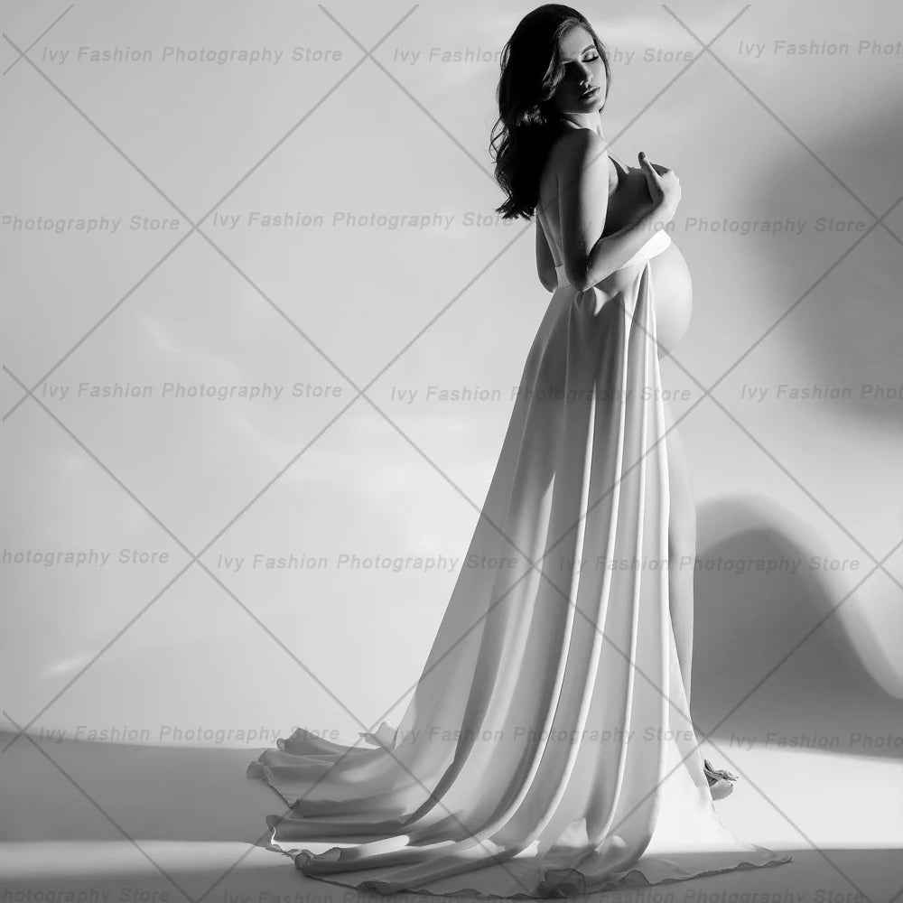 Maternity Elegant White Lace Up Trailing Long Skirt Wedding Theme