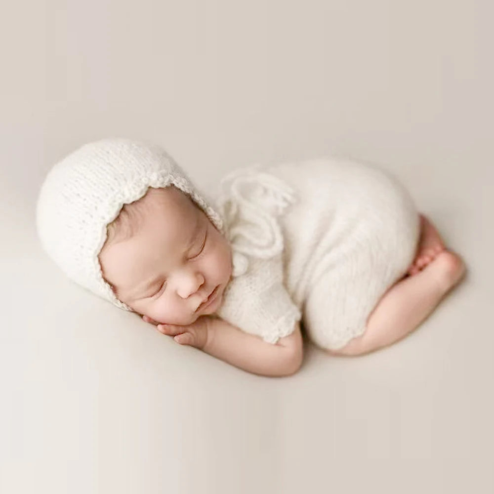 Baby Jumpsuit Hat Clothing Short Sleeve Two-piece Knitted Mohair Fur Romper Costume