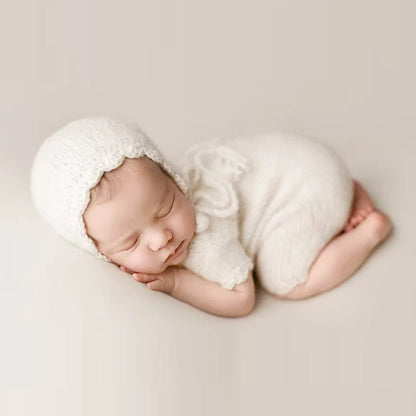 Baby Jumpsuit Hat Clothing Short Sleeve Two-piece Knitted Mohair Fur Romper Costume