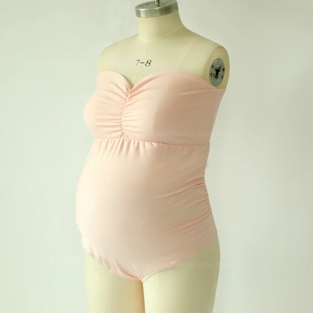 Maternity Strapless Stretchy Bodysuit Jumpsuit