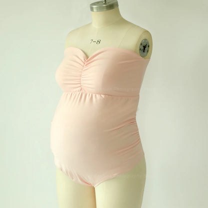 Maternity Strapless Stretchy Bodysuit Jumpsuit
