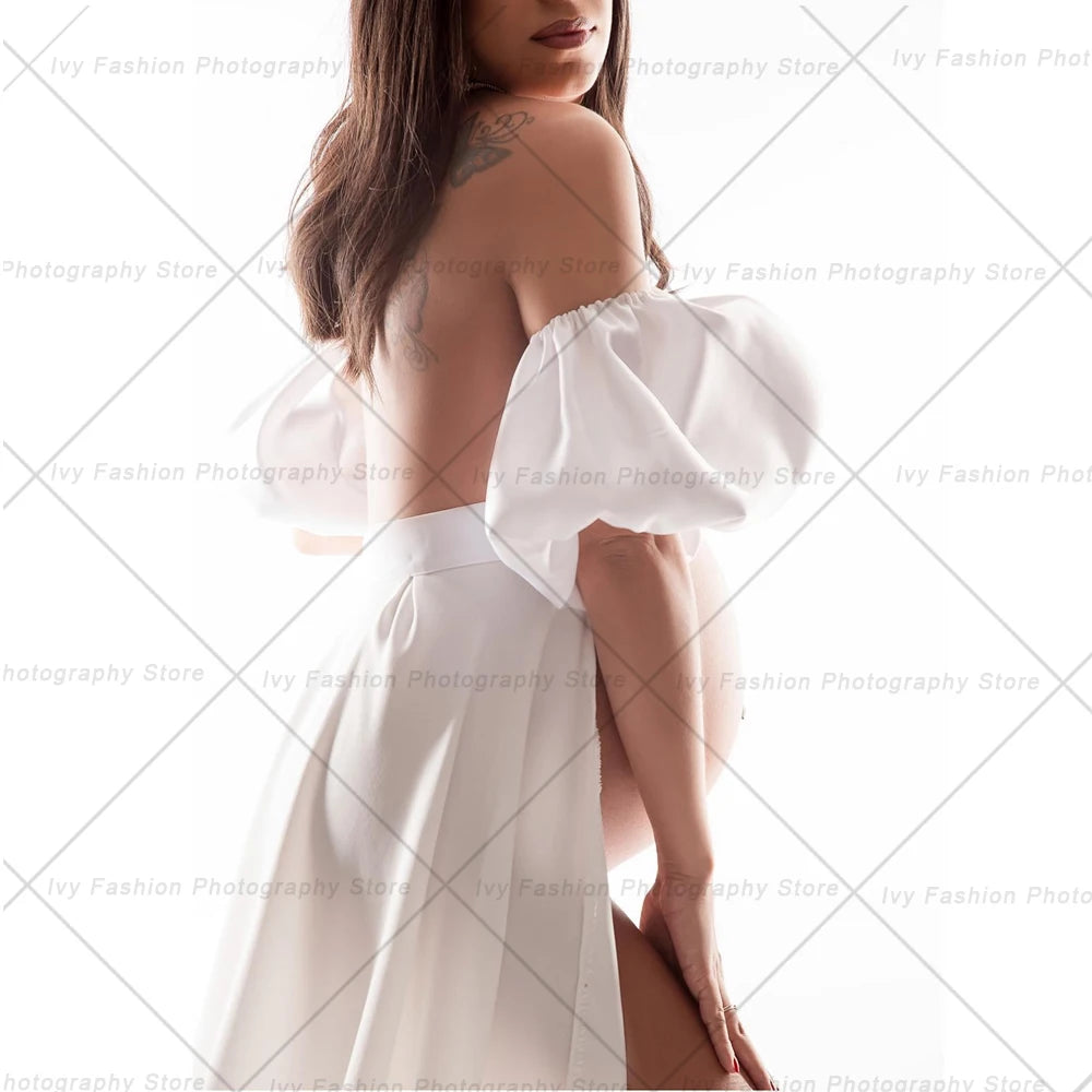 Maternity Elegant White Lace Up Trailing Long Skirt Wedding Theme