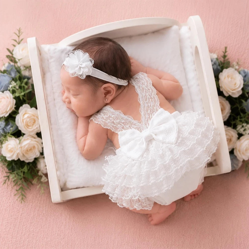 Princess Baby Dress Backless Lace Jumpsuit Studio Portrait Costumes Newborn Set