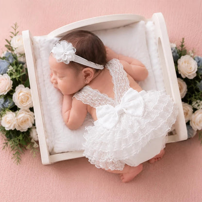 Princess Baby Dress Backless Lace Jumpsuit Studio Portrait Costumes Newborn Set