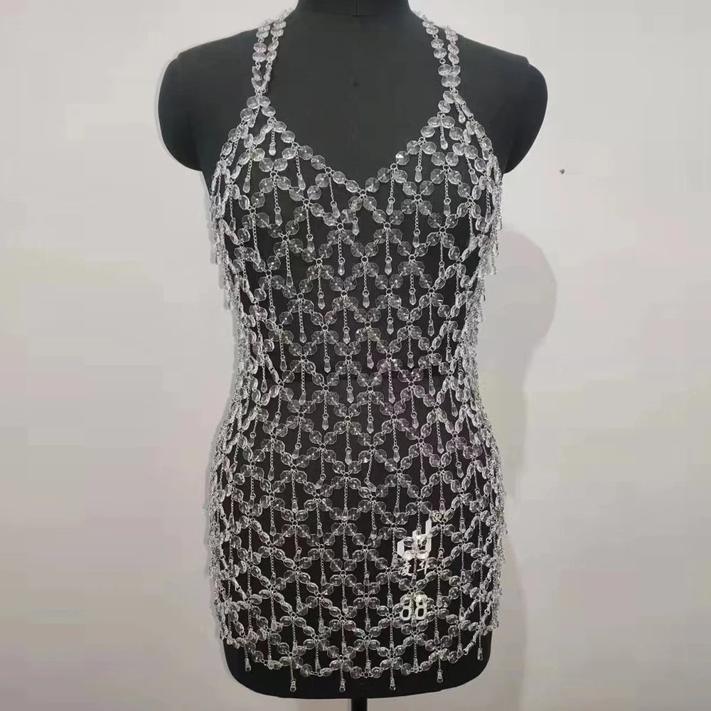 Maternity Tassel Crystal Sling Dress Brinlin
