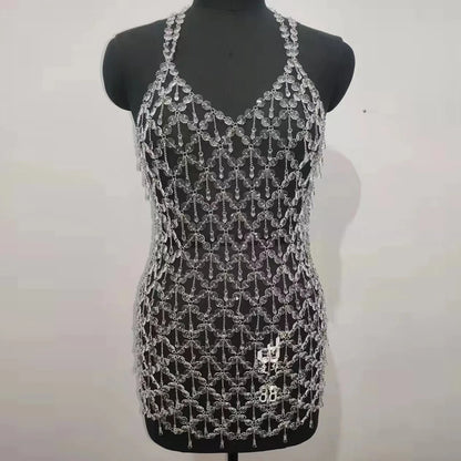 Maternity Tassel Crystal Sling Dress Brinlin