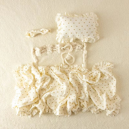 Set Soft Pastel Baby Heart Pattern Gentle Newborn Studio