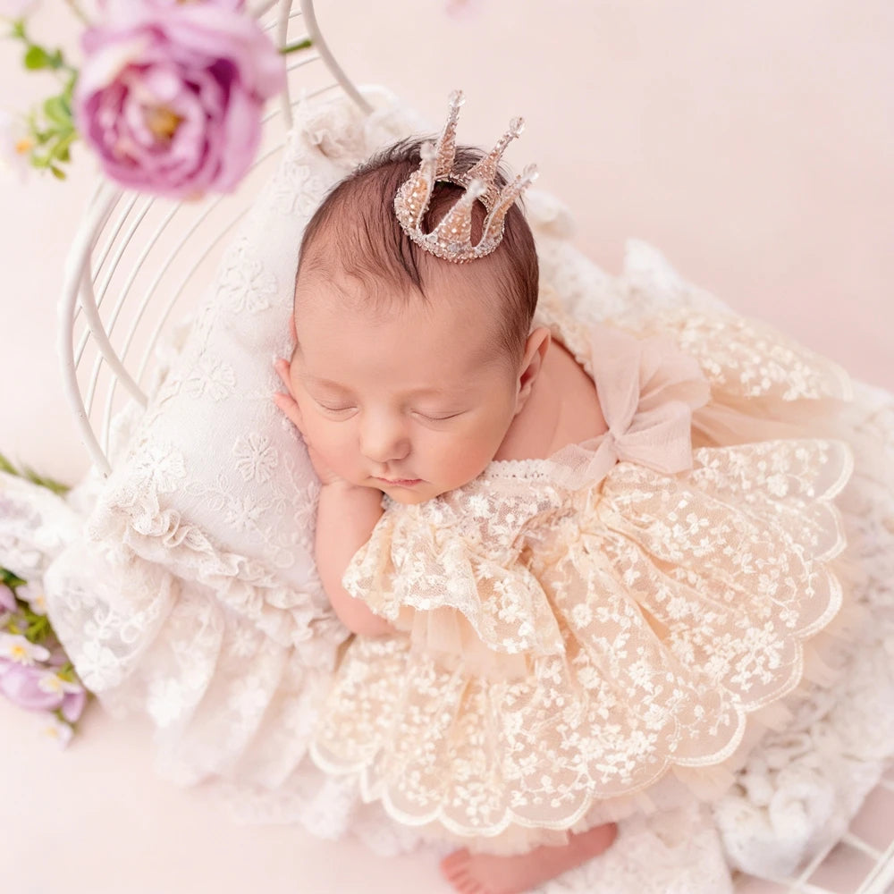 Newborn Baby Girl Lace Tutu Romper Photography Outfit Princess Bodysuit Infant Photo Shoot Baby Costume Newborn Lace Dress
