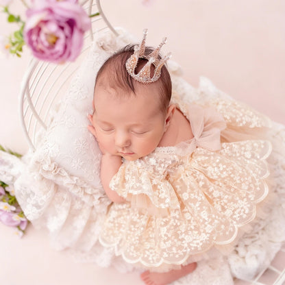 Newborn Knit Romper | Newborn Baby Girl Lace Tutu Romper Photography Outfit Princess Bodysuit Infant Photo Shoot Baby Costume Newborn Lace Dress Photo Outfit