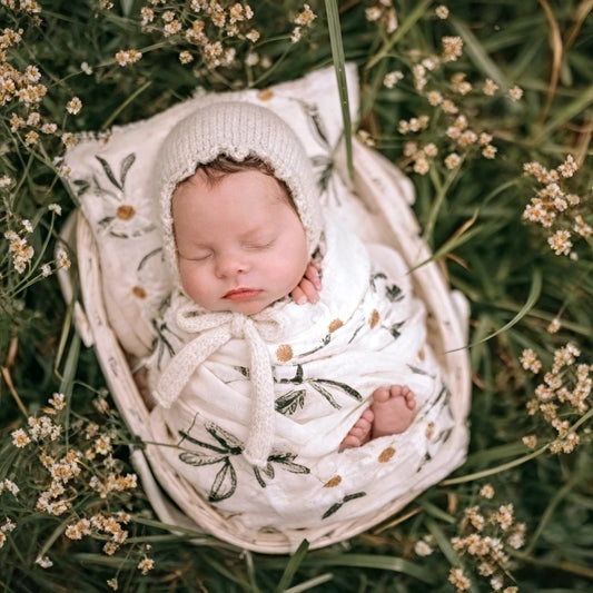 Daisy Floral Muslin Swaddle Blanket Baby Wrap Studio