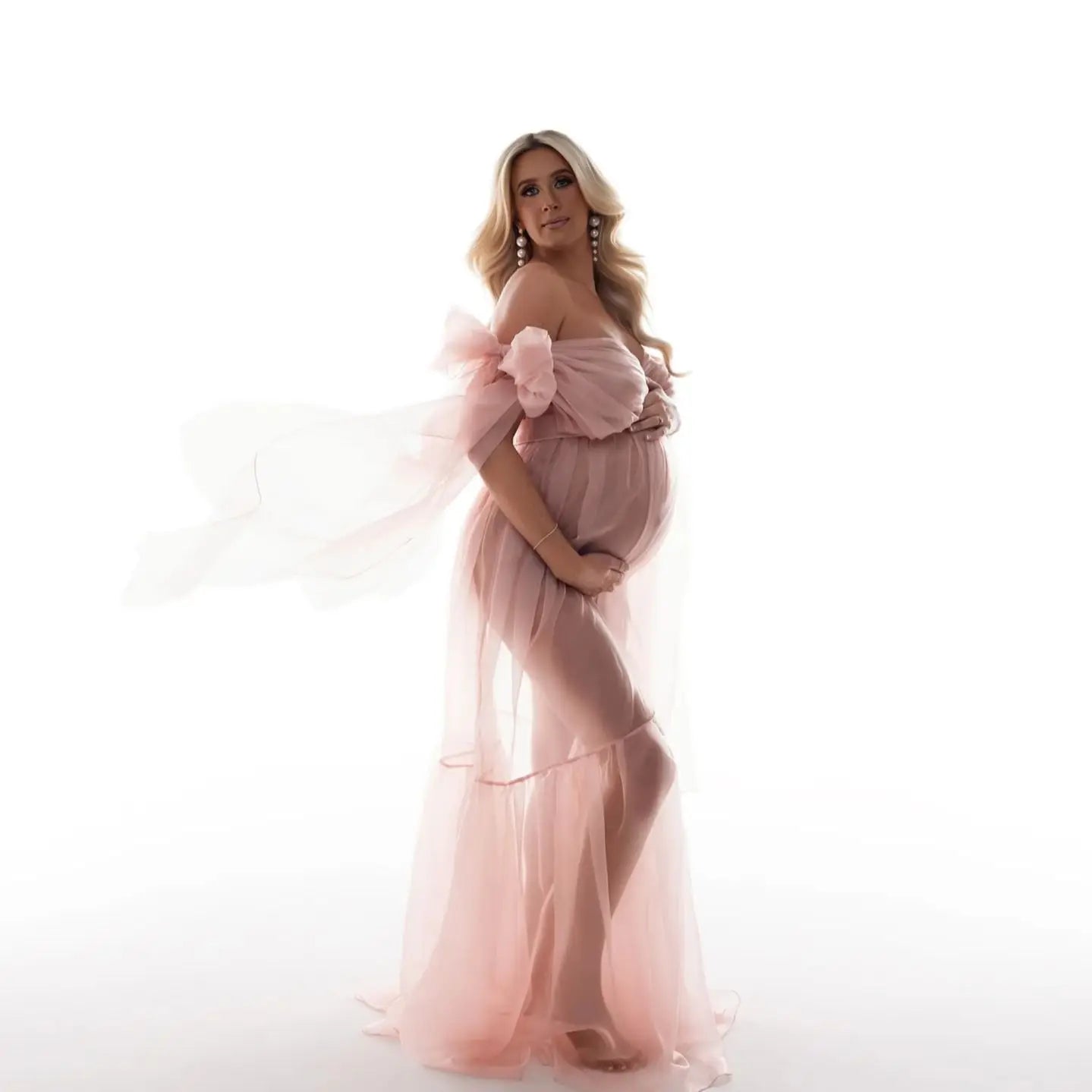 Sexy Transparent Dress For Photo Shoot Pregnant Maternity Photography Props Dress Elegant Chiffon V-neck Dress For Women