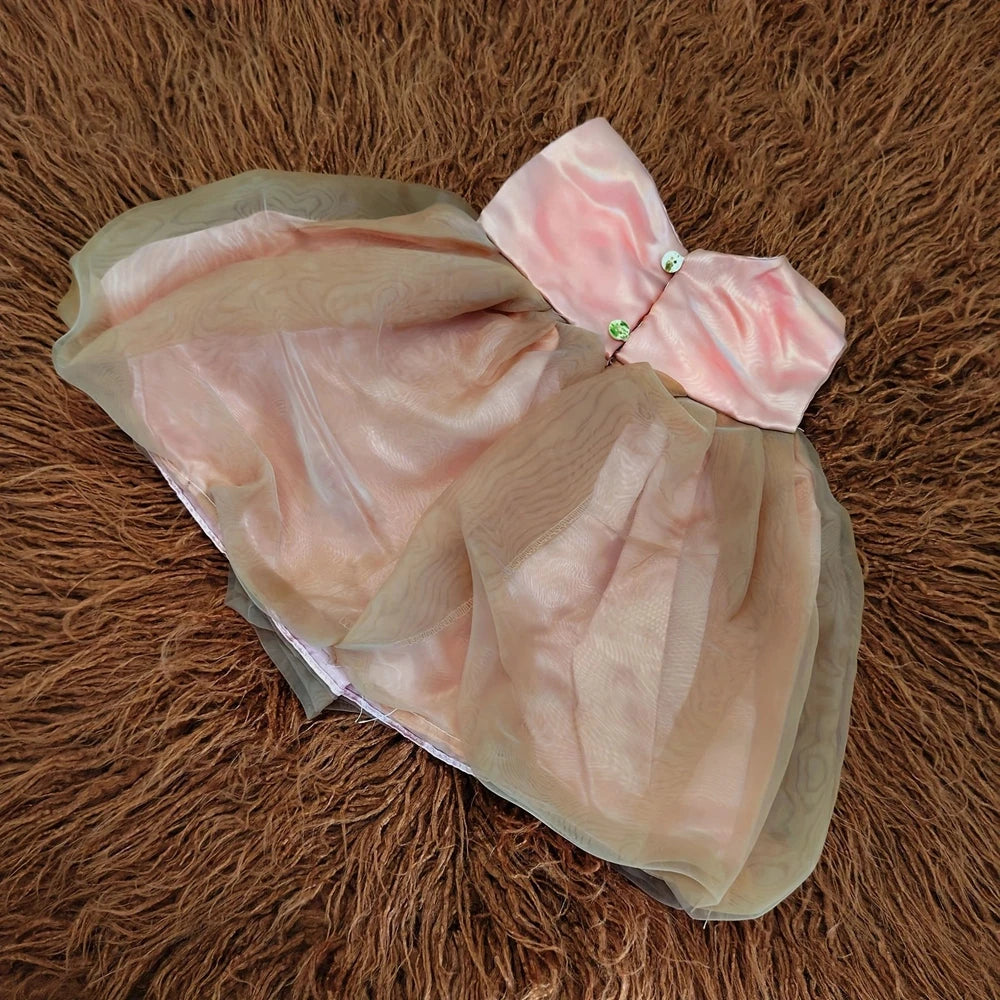 Baby Girl Dress Bonnet Set Handcrafted Pearl Pink Tutu Romper Studio
