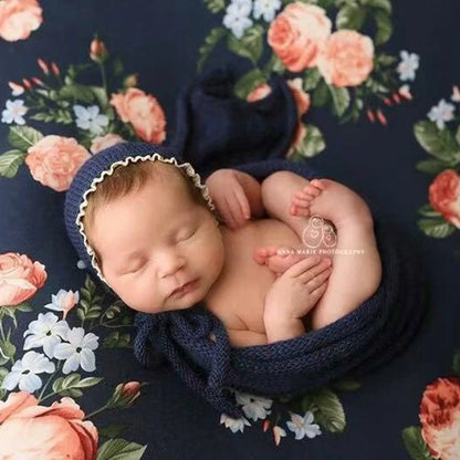 Newborn Knit Lace Hat Wrap Set Baby Vintage Soft Costume Bab