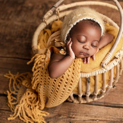 Newborn Wrap Soft Knitted Fringe Blanket Neonate Photo Flokati Posing Shoot Studio Accessory