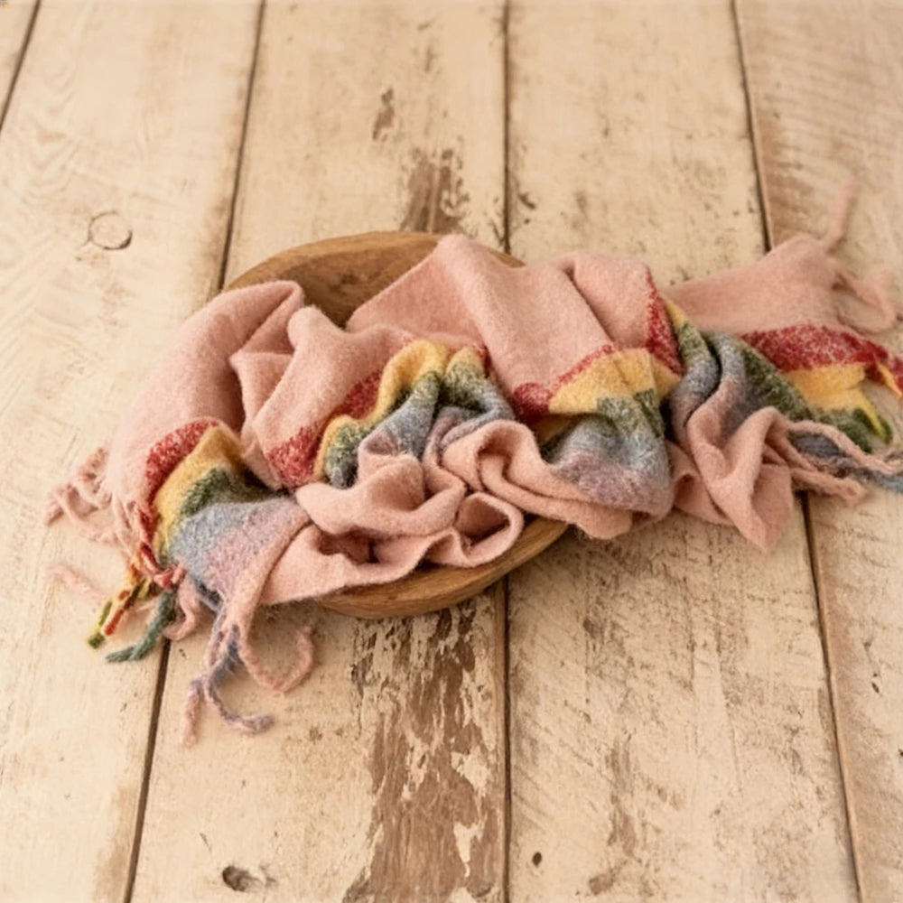 Fuzzy Fringe Wrap Blanket Baby Scarf Soft Cotton Studio 30x160cm