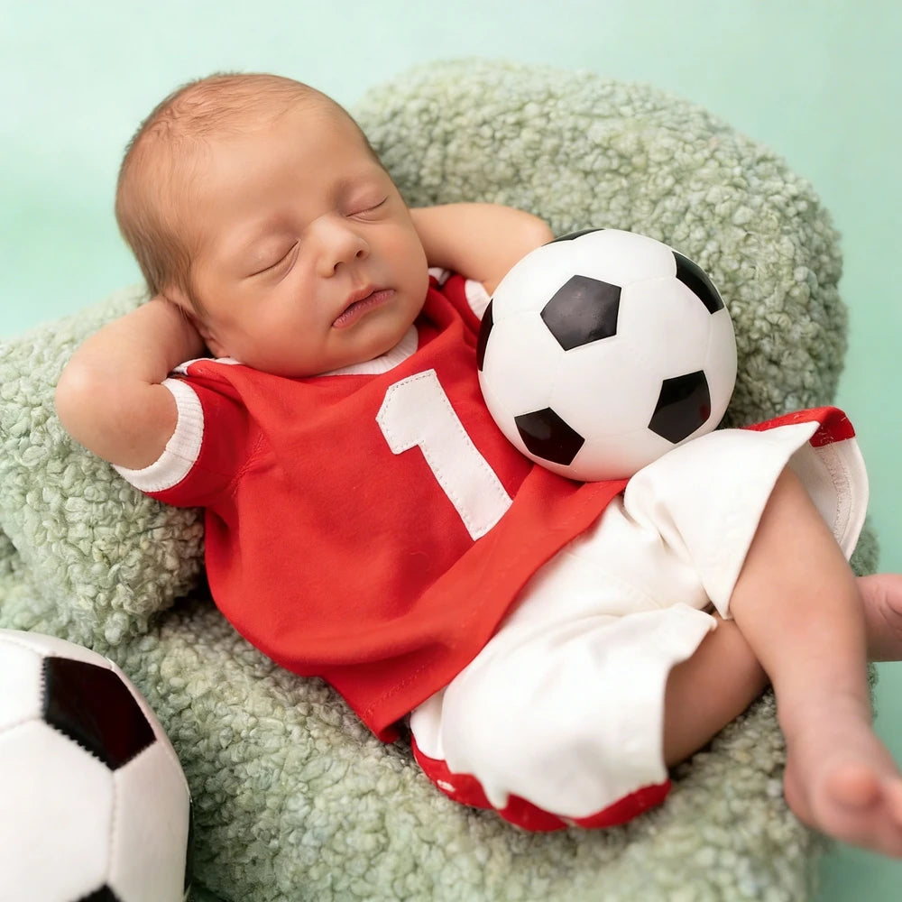 Newborn Baby Boy Soccer Football Romper Photography Outfit Red Jersey Bodysuit Infant Photo Shoot Baby Costume Newborn