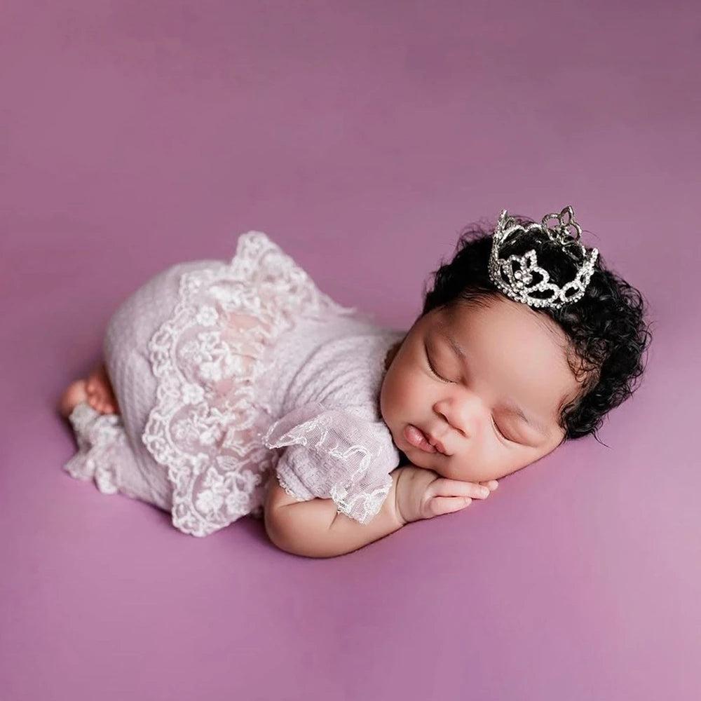 Lavender Purple Lace Ruffle Romper Baby Girl Studio Costume Soft Fabric