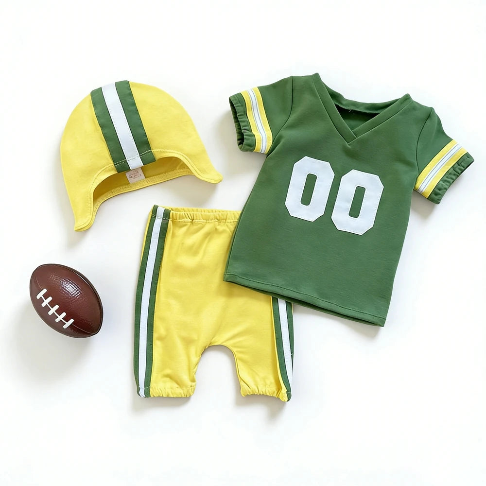 Baby Boy Football Jersey Romper Set Hat American