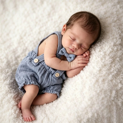 Newborn Baby Boy Bowtie Suspender Romper